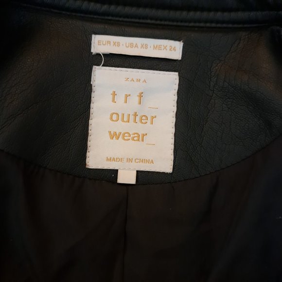 ZARA TRF womens FAUX LEATHER MOTO jacket Sz XS STUNNINGLY SOFT FAUX LEATHER - Picture 9 of 13